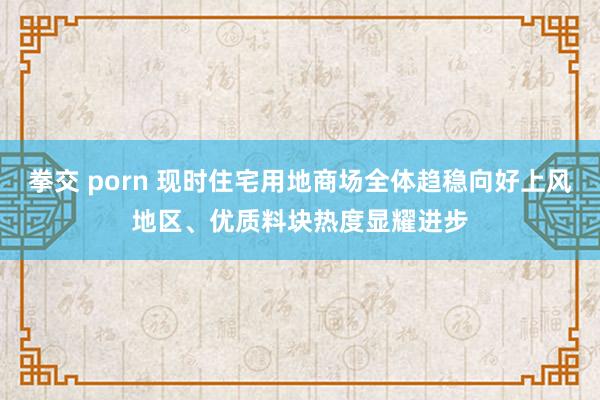 拳交 porn 现时住宅用地商场全体趋稳向好上风地区、优质料块热度显耀进步