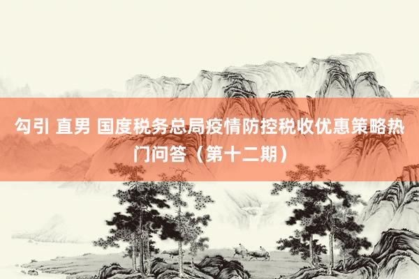 勾引 直男 国度税务总局疫情防控税收优惠策略热门问答（第十二期）